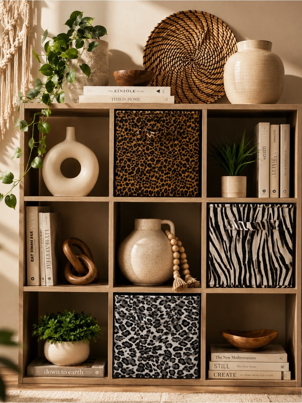 Set Of 3 Animal Print Foldable Storage Bin - Leopard & Zebra Patterns